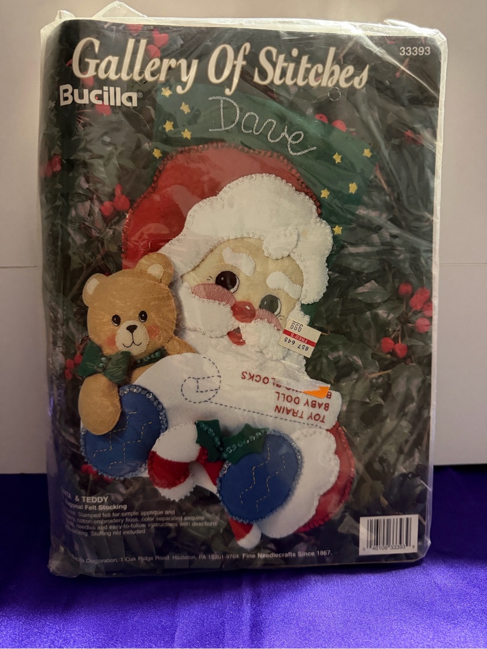 Bucilla Gallery of Stitches Santa & Teddy Felt Stocking Kit